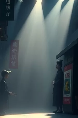 《无声放映厅》海报，放映机光束穿过空荡的座椅